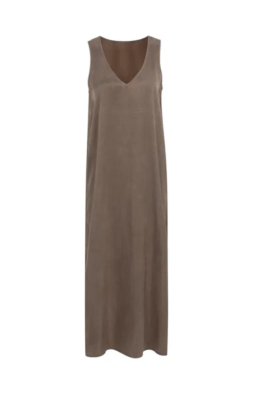 YaYa Crinkle dress WASHED BROWN 01-601205-605
