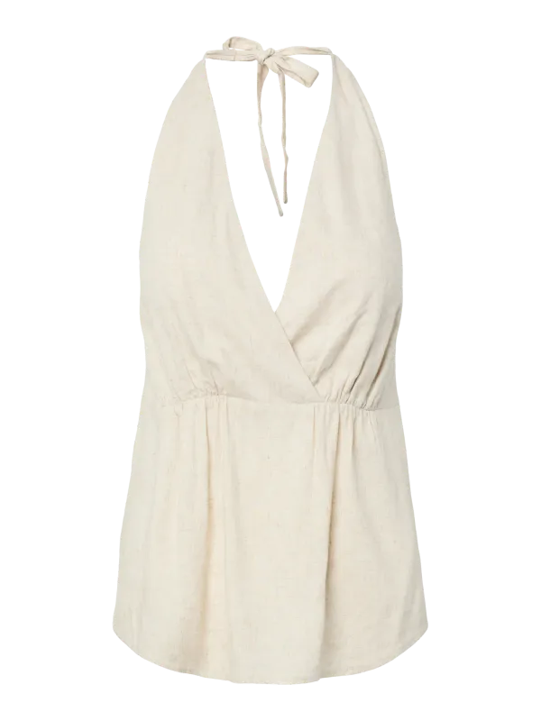 Pieces PCPIA SL HALTERNECK TOP WVN Birch/melange birch 17166452