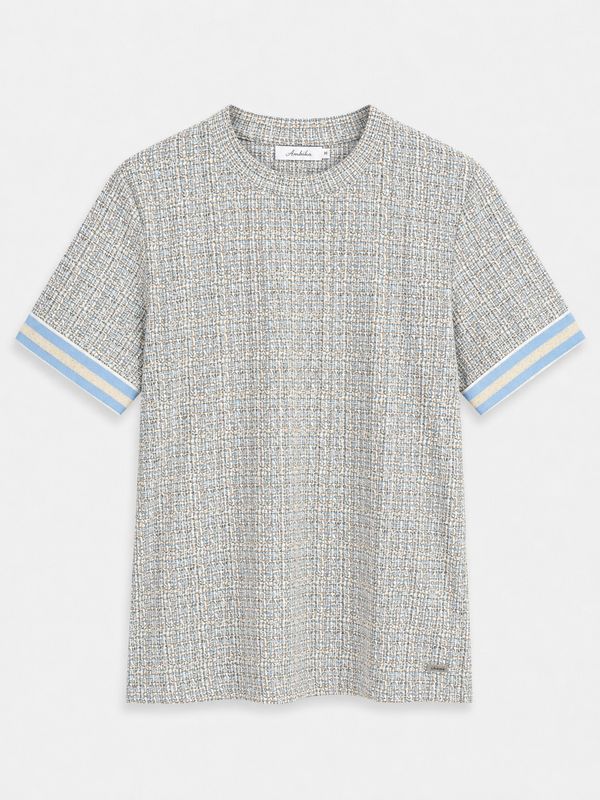 Ambika Top Ronde Hals Magdalene Stipe Trave Light Blue Grace
