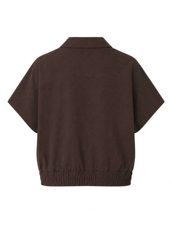 Vila VICLUA S/S ZIP SHIRT /LC Coffee Bean 14122082