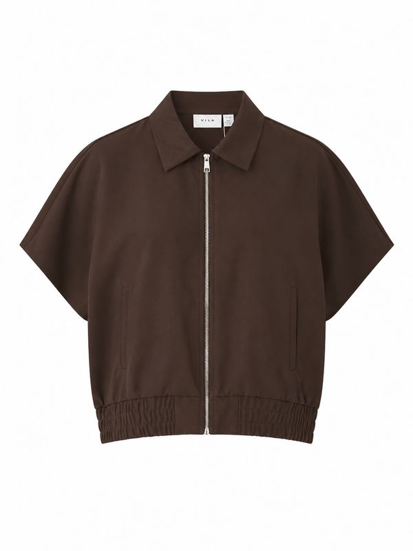 Vila VICLUA S/S ZIP SHIRT /LC Coffee Bean 14122082
