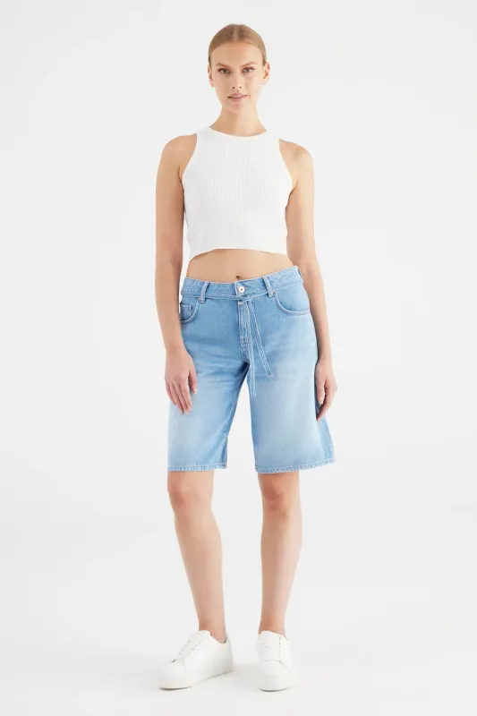 Cup Of Joe Denim wide straight denim short Light Blue Harper