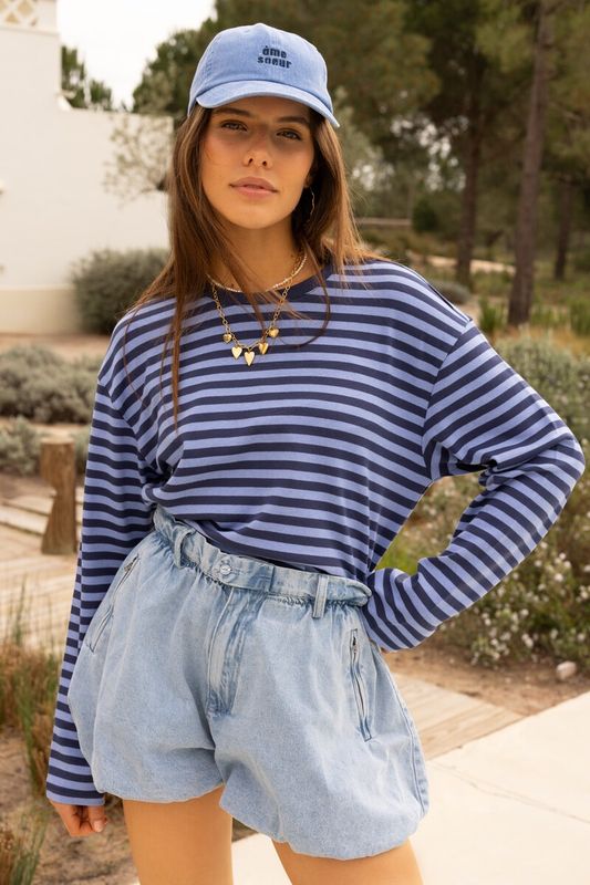 My Jewellery Striped longsleeve tee Light Blue MJ16487