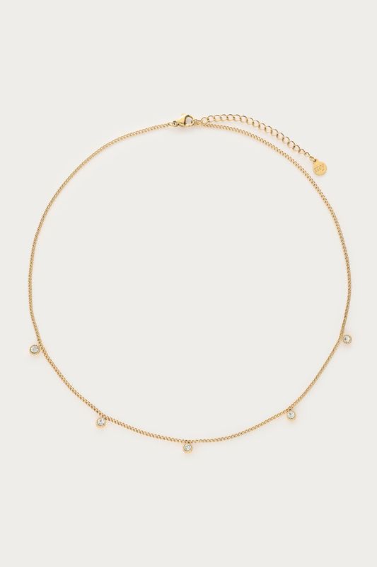 My Jewellery Ketting vijf strass steentjes Goud MJ04774