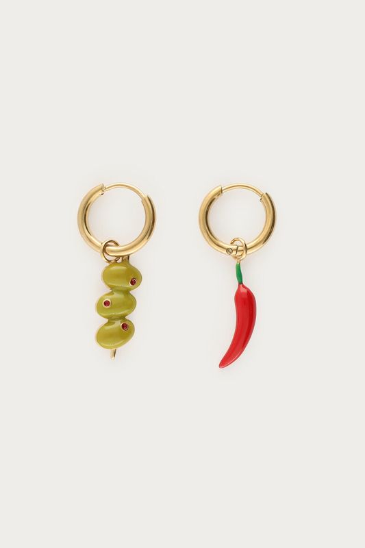 My Jewellery Earring hoop olive and pepper Gold MJ16110