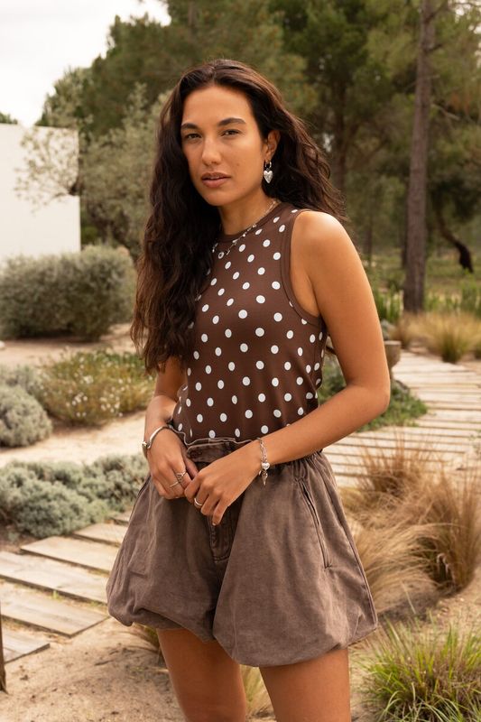 My Jewellery Tanktop with polkadots Brown MJ16308