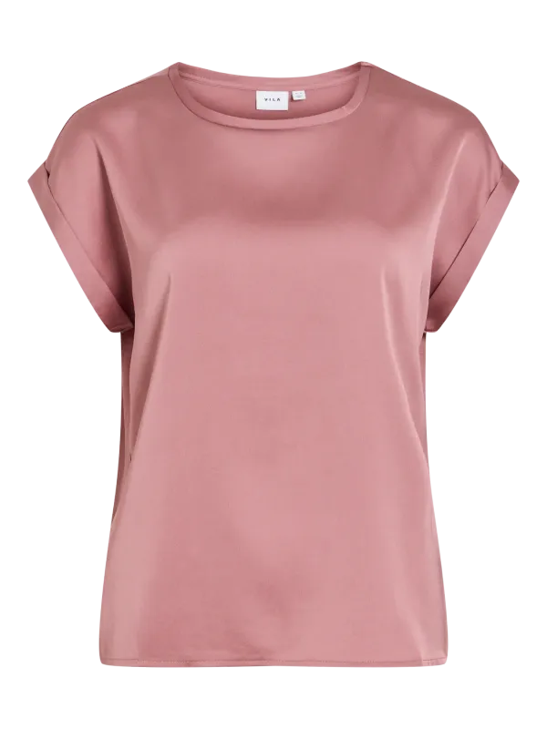 Vila VIELLETTE S/S SATIN TOP - NOOS Nostalgia Rose 14059563