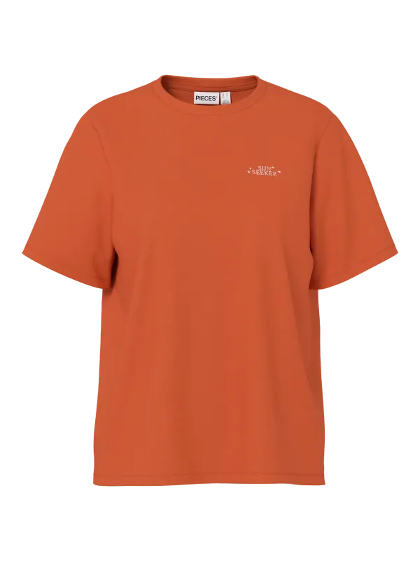 Pieces PCPAGO SS PRINTED T-SHIRT JRS BC Burnt Ochre/Sun seek 17165625