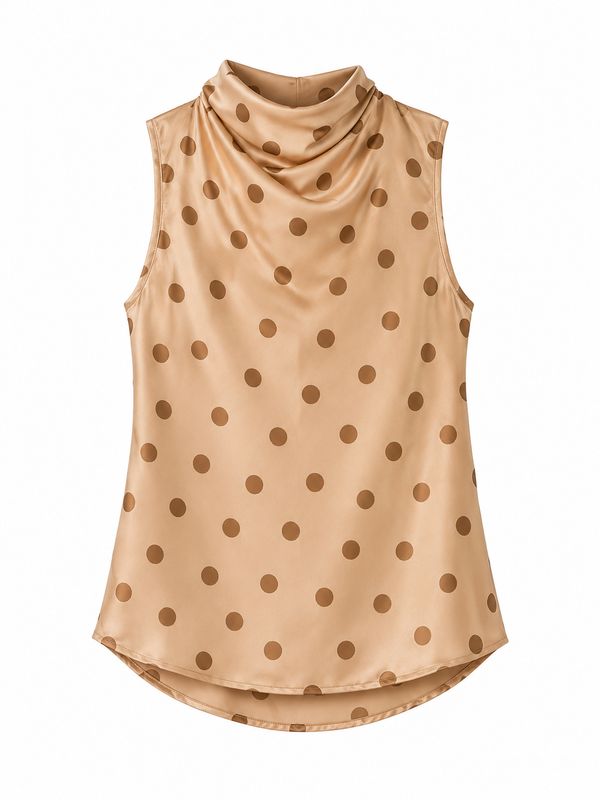 Ambika halter top polka dot gold/taupe 70687
