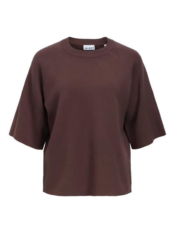 Object OBJREYNARD 2/4 KNIT PULLOVER NOOS Seal Brown 23045103