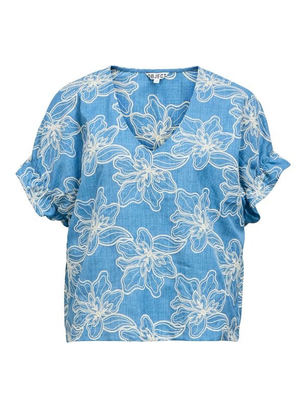 Object OBJDARLING 2/4 V-NECK TOP 146 Blue Shadow/Birch em 23049806