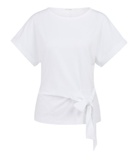 YaYa Top met ronde hals en knoopdet PURE WHITE 01-709093-606