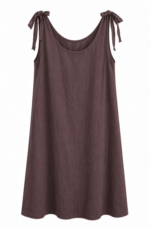 Nameless jurk met strik brown 5019