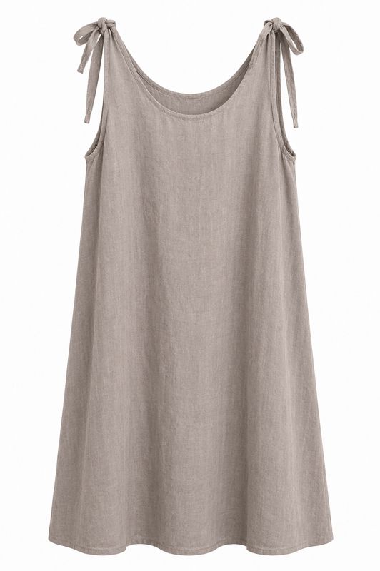 Nameless jurk met strik taupe 5019
