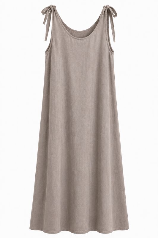 Nameless jurk met strik taupe 5019