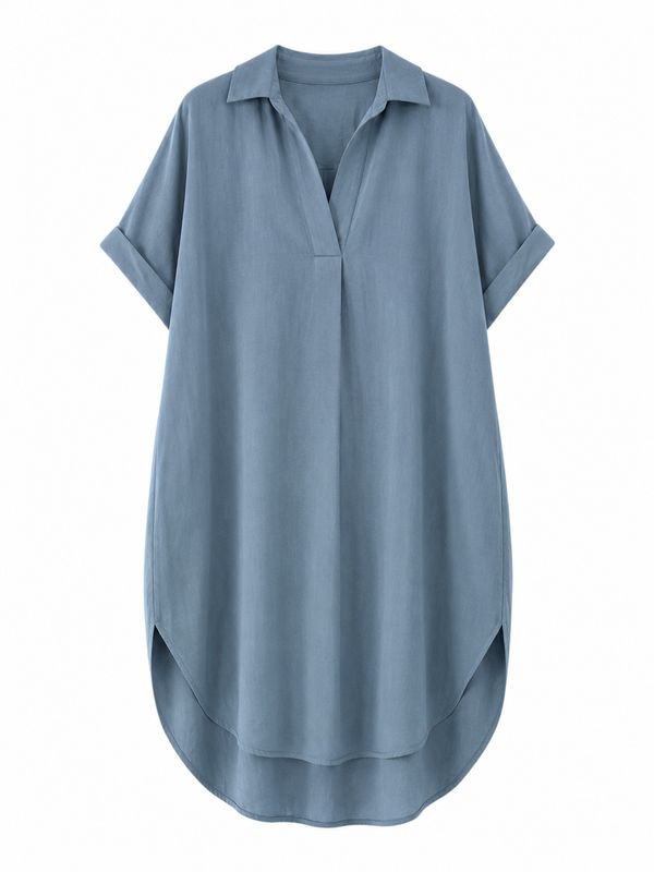 Nameless jurk met kraag jeansblue 24130-1