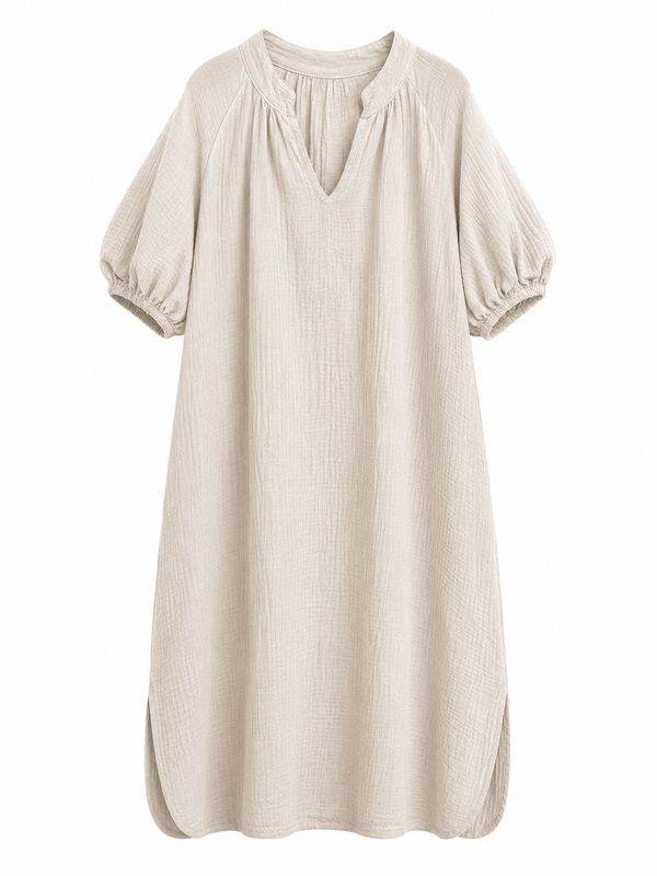 Nameless jurk wafel met pof beige 2802.y