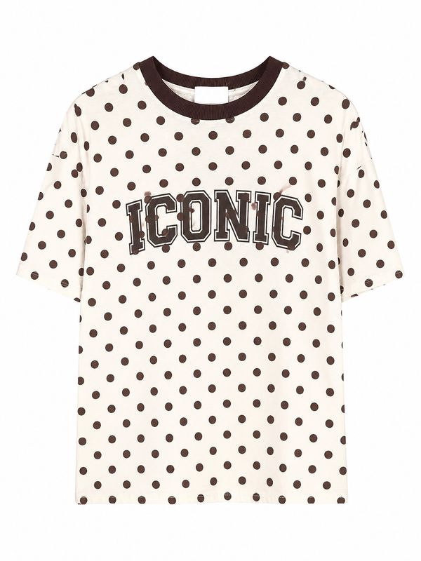 Nameless t-shirt polkadot creme/brown 00196