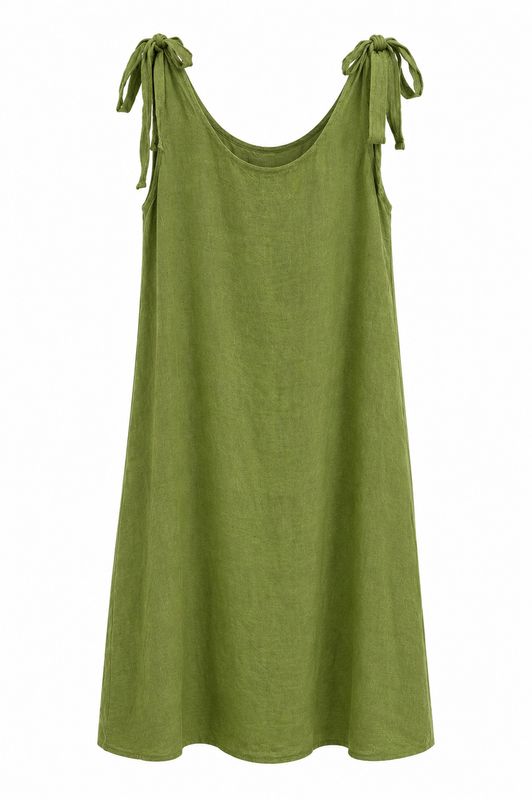 Nameless jurk met strik groen 5019