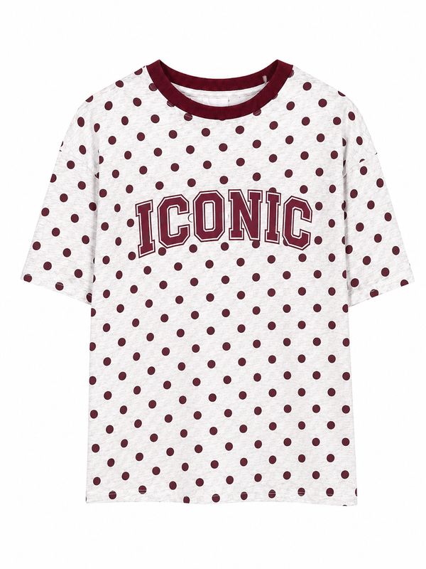 Nameless t-shirt polkadot lt grey/bordeaux 00196