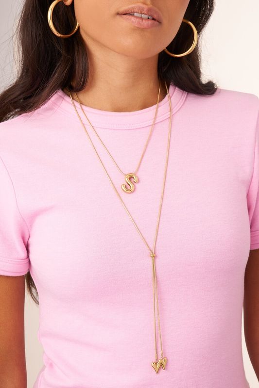 My Jewellery Necklace long strings double heart Gold MJ16628