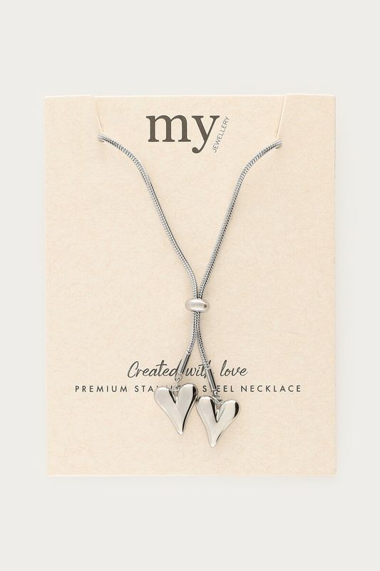 My Jewellery Necklace long strings double heart Silver MJ16628