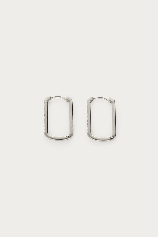 My Jewellery Earring square strass hoop midi Silver MJ14610