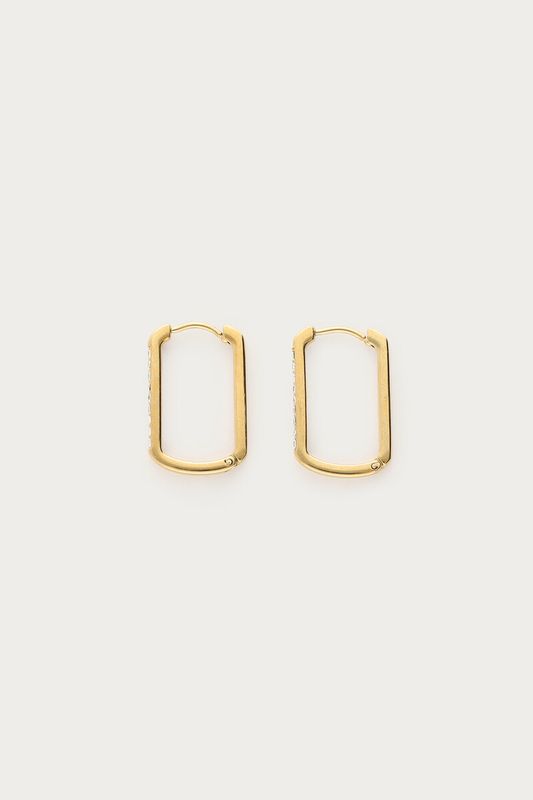 My Jewellery Earring square strass hoop midi Gold MJ14610