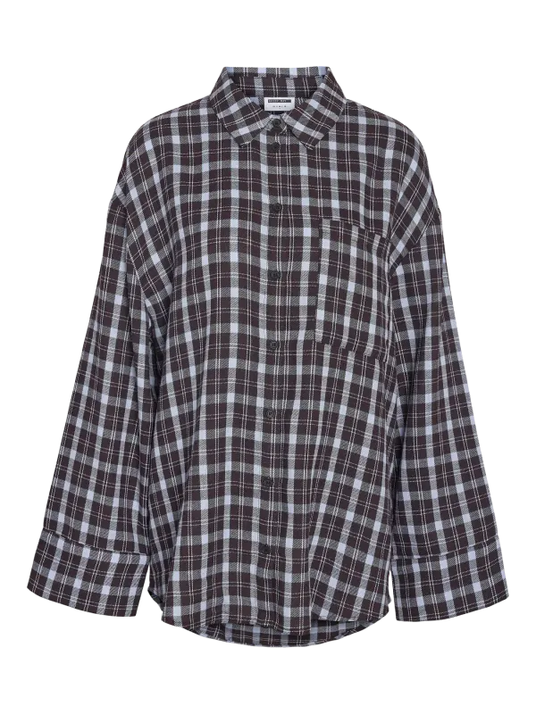 Noisy May NMZOE L/S CHECK SHIRT WVN NOOS Fig/WHITE 27037882