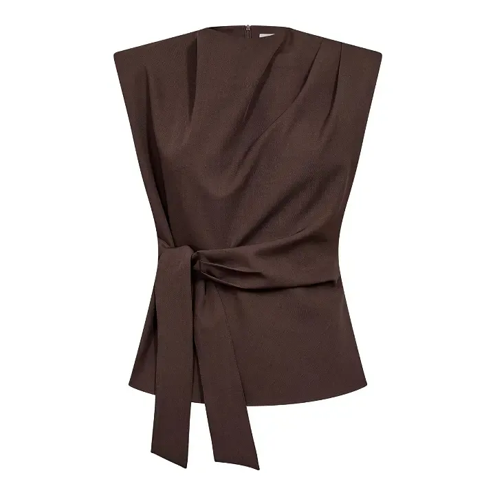 Co'couture LunaCC Pleat Top Dark Brown 500314
