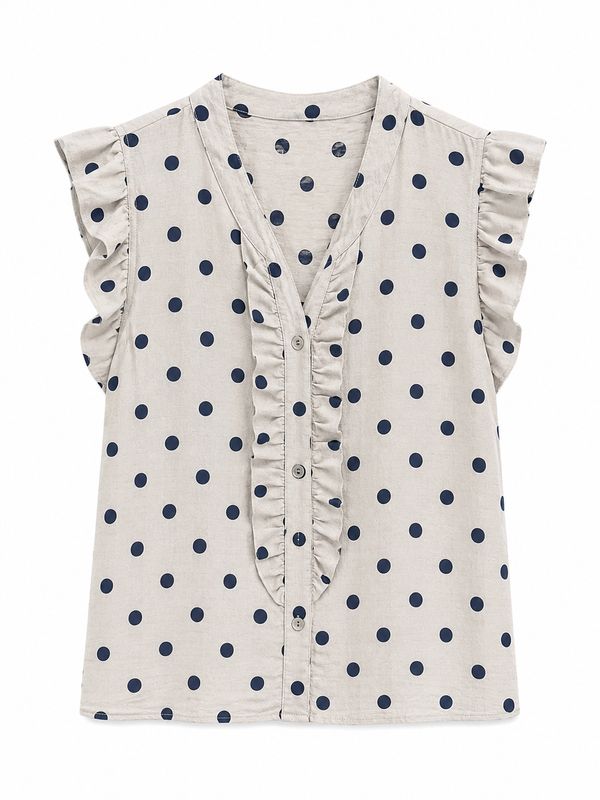 Nameless stippen blouse Beige/Blauw 262987