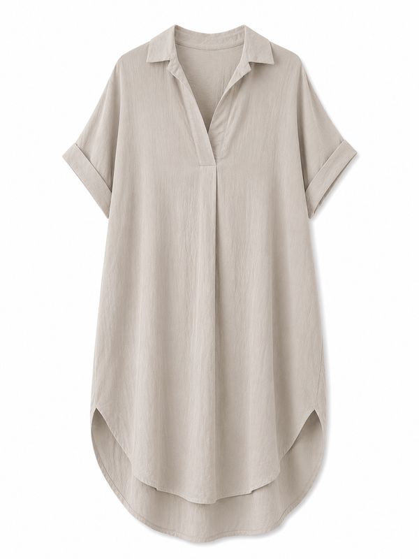 Nameless jurk met kraag taupe 24130-1