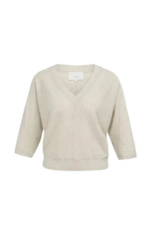 YaYa V-hals trui met zichtbare nade BEIGE MELANGE 01-000609-607