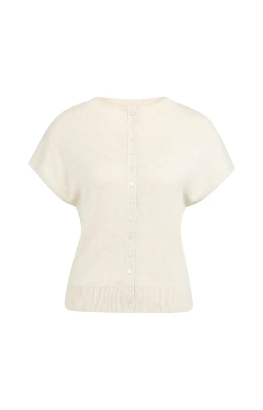 YaYa Mouwloos gebreid vest met knoop BEIGE MELANGE 01-010163-607