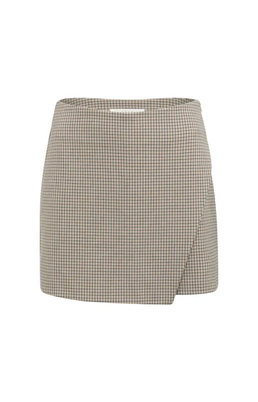 YaYa Geruite minirok met faux overs BEIGE DESSIN 01-401097-607