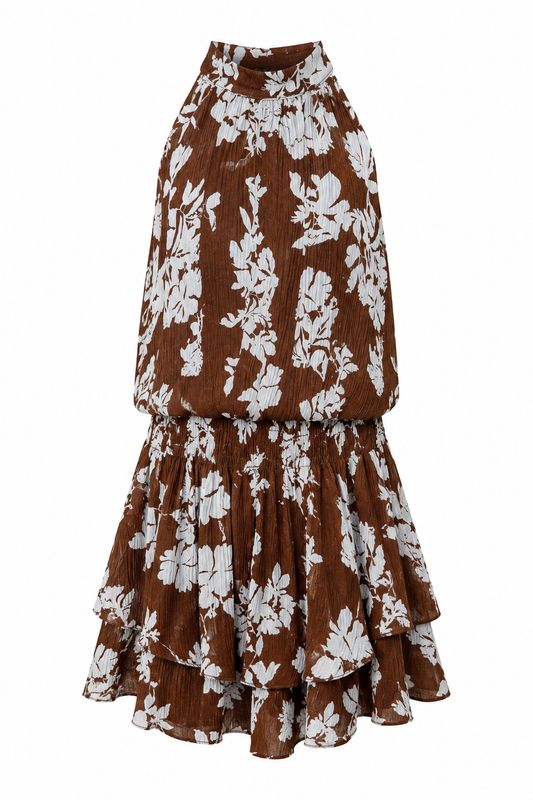 Nameless print jurk blue/brown 41900