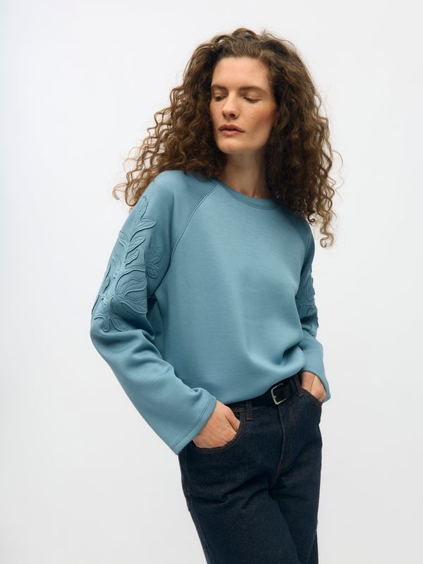 Object OBJANDREA RE L/S O-NECK EMB SWEAT N: Blue Shadow 23049290