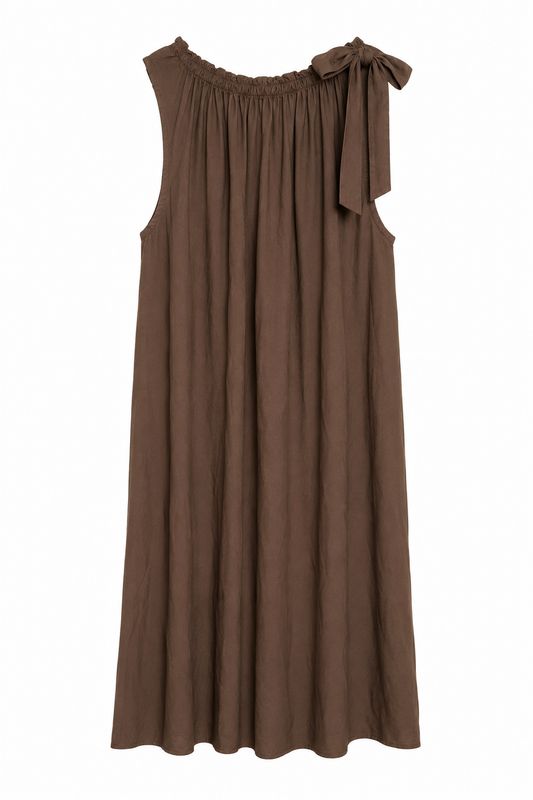 Basements Midi Jurk met Strik Bruin 55021209