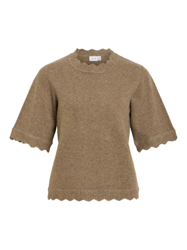 Vila VINIKOLINA O-NECK 2/4 KNIT TOP - NO: Falcon/MELANGE 14119188