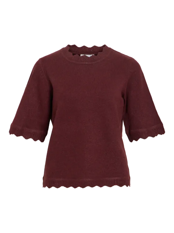 Vila VINIKOLINA O-NECK 2/4 KNIT TOP - NO: Port Royale/MELANGE 14119188