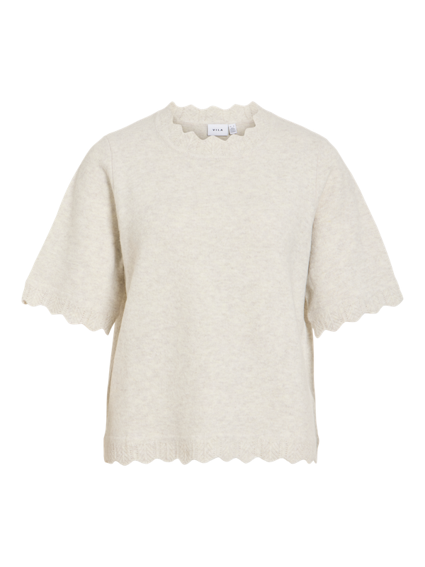 Vila VINIKOLINA O-NECK 2/4 KNIT TOP - NO: Super Light Natural Melan 14119188