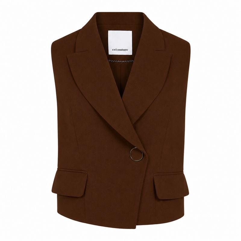 Co'couture AliniCC Wrap Vest Dark Brown 500082