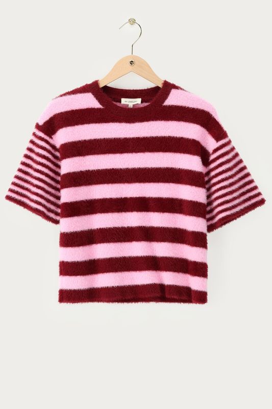 My Jewellery Short Sleeve Striped Knit Roze MJ16267