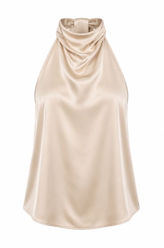 Ambika Satijnen haltertop sand 70687
