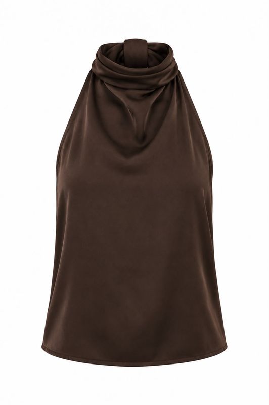 Ambika Satijnen haltertop BROWN 70687