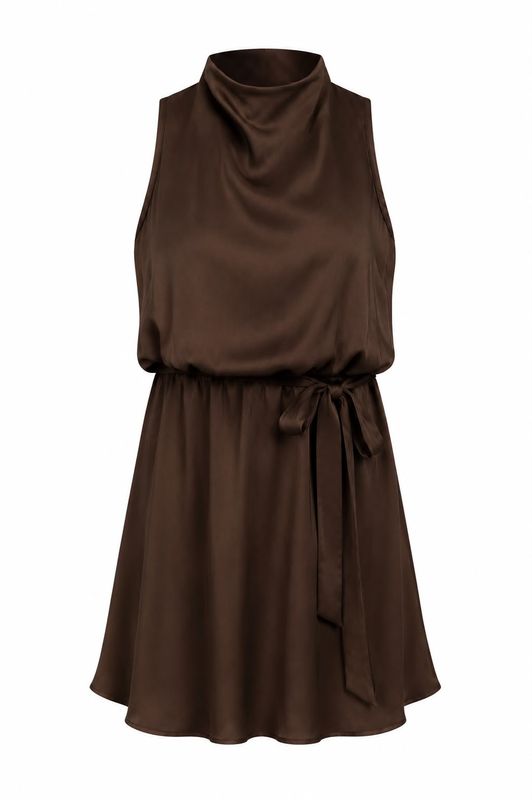 Ambika Jurk haltertop Satijn brown 70815