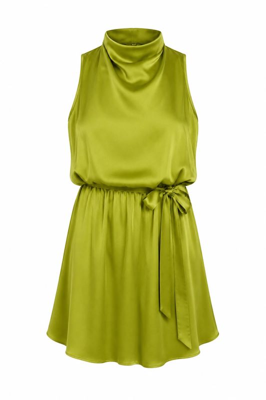 Ambika Jurk haltertop Satijn lemon green 70815