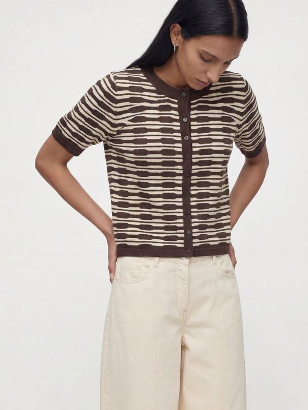 Object OBJESILA S/S LO CARDIGAN E PA 26 Seal Brown/Birch 23050302