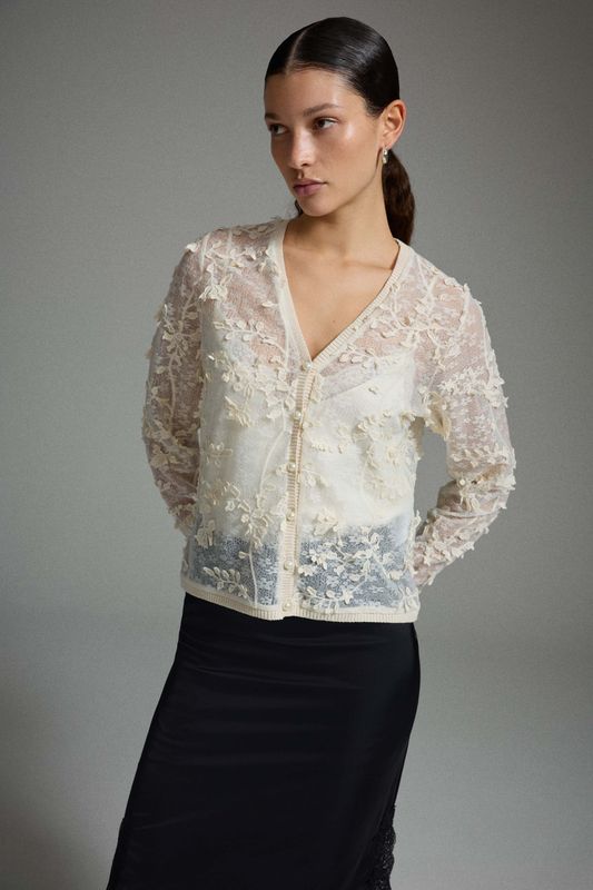 Vila VIJULIETTA V-NECK L/S KNIT CARDIGAN: Birch 14117167