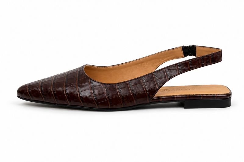 Babouche Lifestyle Nelly-26 Dark Brown Slingback Croco